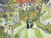 Vincent Van Gogh Village Street and Steps in Auers with Figures (nn04) oil painting reproduction